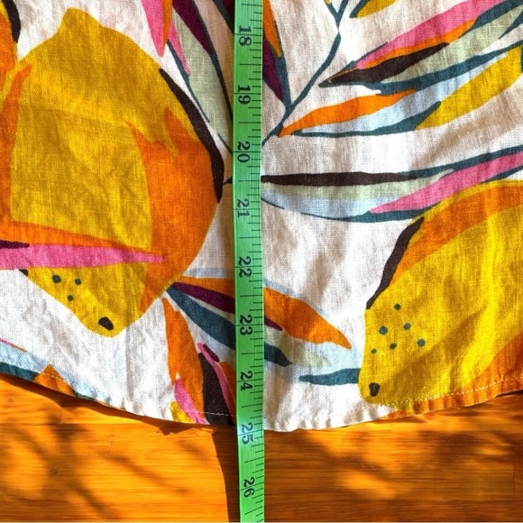 C&C CALIFORNIA 100% Linen Tropical Lemon Print Sleeveless Tunic Top - Medium - Picture 9 of 11